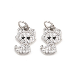 Платина Латунные микропаве прозрачные кубические циркониевые подвески, долговечный, с целью перехода в кольце, кошка, платина, 11.5x8x2 мм, Перейти кольцо: 5x1 мм, 3 мм внутренним диаметром