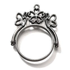 Черный Цвет Металла Подвесные подвески из сплава, для diy уф смолы, эпоксидная смола, без кадмия, без никеля и без свинца, плоские круглые с бабочкой, металлический черный , 38.5x30x3.5 мм, отверстие : 1.5 мм