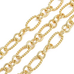 Настоящее золото 18K Латунь Figaro цепи, текстурированный овал, с катушкой, несварные, без свинца и без кадмия, долговечный, без свинца, без никеля и без кадмия, реальный 18 k позолоченный, ссылка: 13x8x2мм и 6.5x1.5мм