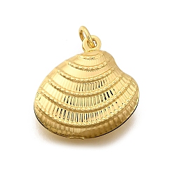 Shell Shape Латунные подвески, стойки покрытие, без кадмия и без свинца, долговечный, с целью перехода в кольце, золотые, формы раковины, 19.5x19x7 мм, отверстие : 3 мм