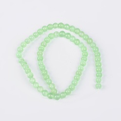 Light Green Cat Eye Beads, Round, Light Green, 6mm, Hole: 1mm, about 66pcs/strand, 14.5 inch/strand
