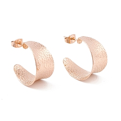 Розовое Золото Ионное покрытие (ip) 304 массивные серьги-гвоздики в форме буквы «С» из нержавеющей стали, полукруглые серьги для женщин, розовое золото , 21x12 мм, штифты : 0.7 мм