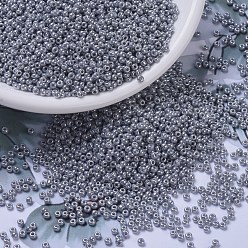(RR443) Opaque Gray Luster MIYUKI Round Rocailles Beads, Japanese Seed Beads, (RR443) Opaque Gray Luster, 11/0, 2x1.3mm, Hole: 0.8mm, about 1100pcs/bottle, 10g/bottle