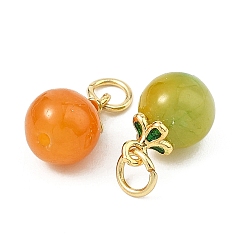 (52) Непрозрачная лаванда Подвески из окрашенного натурального мьянманского нефрита, круглые подвески с латунными эмалированными элементами и 304 соединительными кольцами из нержавеющей стали, золотые, разноцветные, 12.5x8 мм, отверстие : 3 мм