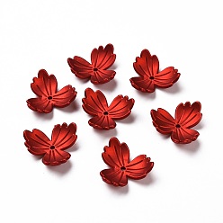 FireBrick Rubberized Style Acrylic Bead Caps, Frosted, 3-Petal Flower, FireBrick, 21.5x22x8mm, Hole: 1.8mm