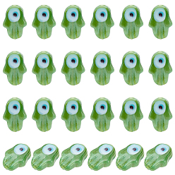 Зеленый Ручной сглаза бусины бисер нитей, хамса рука, зелёные, 14~15x10x4 мм, отверстие : 1 мм, около 28 шт / нитка, 15.75 дюйм (40 см)