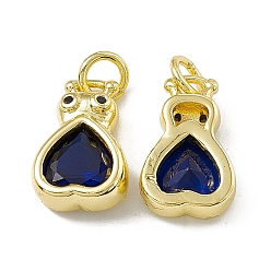 Синий Латунный кубический цирконий, с целью перехода в кольце, реальный 18 k позолоченный, долговечный, без кадмия, без никеля и без свинца, шарма сердца, синие, 14x9x5 мм, Перейти кольцо: 5x0.8 мм, внутренний диаметр: 3.4 мм