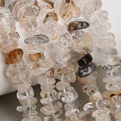 Herkimer Diamond Natural Herkimer Diamond Beads Strands, Chip, 8~18.5x6.5~10x1.5~7mm, Hole: 0.7~1mm, about 96~130pcs/strand, 15.94''(40.5cm)