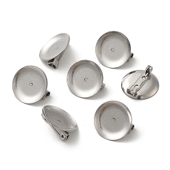 Stainless Steel Color Non-Tarnish 316 Stainless Steel Brooch Finding, Flat Round, Stainless Steel Color, 19x7mm, Tray: 18.5mm
