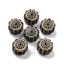 Черный Покрытие акриловыми шариками, золотой металл обвитыми, плоско-круглые, чёрные, 12x8 мм, отверстие : 4 мм, 724 шт / 500 г