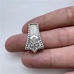 Античное Серебро Сплавочные овальные бусины тибетского стиля , кисточка вилка линкер, античное серебро, 23x14 мм, отверстие : 2 мм, Около 142 шт / 500 г