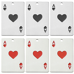 (52) Непрозрачная лаванда 12 шт. 2 стили 304 эмалевые подвески из нержавеющей стали, игральная карта, разноцветные, 30x20x1.5 мм, отверстие : 1.8 мм, 6 шт / стиль