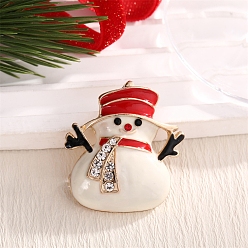 Снеговик Рождественская тема брошь из легкого золотого сплава, эмалевые булавки, со стразами, снеговик, 36x32 мм