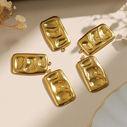 Настоящее золото 18K 304 подвески из нержавеющей стали, прямоугольный шарм, реальный 18 k позолоченный, 32.5x18.5x2 мм, отверстие : 2 мм