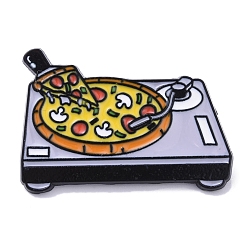 Pizza Броши из черного сплава, эмалевые булавки, для рюкзака с одеждой, пицца, 20.5x30x1.5 мм