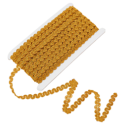 Золотистый Ажурная гофрированная кружевная лента, форма волны, для аксессуаров одежды, золотые, 11x2 мм, 13.5 двор / рулон