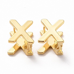 Letter X Boucles d'oreilles créoles initiales pour femmes, boucles d'oreilles en laiton plaqué or véritable 18k, letter.x, 12.5x11x9.5mm, pin: 0.8 mm