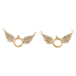 Прозрачный 304 из нержавеющей стали горный хрусталь подвески, ионное покрытие (ip), крыло, золотые, прозрачные, 18x36x2.5 мм, отверстие : 1.4 мм