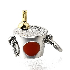 Красный Подвески-коннекторы для ведерка шампанского из латуни с эмалью, долговечный, настоящее золото и платина, с целью перехода в кольце, без свинца и без кадмия, стойки покрытие, красные, 11x11x8.5 мм