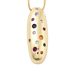 Letter I Латунные ожерелья с подвесками в виде букв из микрофибры с кубическим цирконием, реальный 18 k позолоченный, Буква "i", 17.40~17.80 дюйм (44.2~45.2 см), Кулон : 29.5x10.5 мм