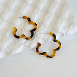 Сиена Серьги-гвоздики с уксусной кислотой, цветок, цвет охры, 35x35 мм