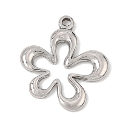 Couleur Acier Inoxydable Pendentifs en acier inoxydable, charmes de fleurs, couleur inox, 304mm, Trou: 17x15x1.5mm