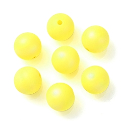 Желтый УФ-покрытие радужными переливающимися акриловыми бусинами, круглые, желтые, 16 мм, отверстие : 2.5 мм