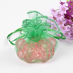 Зеленый Сумочки из органзы, с блестками, подарочные пакеты, зелёные, 26.2 см