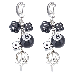 Платина Брелоки из сплава смолы, игральные кости с бильярдом, платина, 129 мм