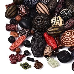 Mixed Color Mixed Antique Style Acrylic Beads/Pendants, Mixed Color, 6~41x6~28x1.5~21mm, Hole: 0.5~5mm, about 240pcs/500g