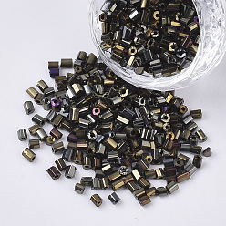 Разноцветный 8/0 два граненого стекла бисер, шестиугольник, металлических цветов, красочный, 2.5~3x2.5 мм, отверстия: 0.9 мм, около 15000 шт / мешок