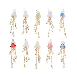 (52) Непрозрачная лаванда Стеклянные подвески, Солнечный Кукла, с латунными цепями и петлей, разноцветные, 61x11.5x11.5 мм, отверстие : 2 мм
