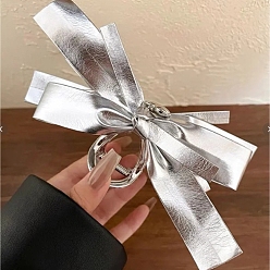 Белый Дым Заколки-коготь из искусственной кожи, пластиковые аксессуары для волос для женщин и девочек, бантом, серый, 120x60 мм