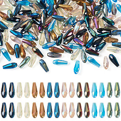 (52) Непрозрачная лаванда 160 шт 8 цвета гальванические стеклянные бусины, с половиным покрытием, граненые, слеза, разноцветные, 15x6 мм, отверстие : 1 мм, 20 шт / цвет