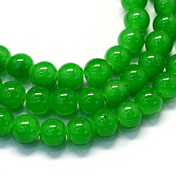 Green Baking Painted Imitation Jade Glass Round Bead Strands, Green, 6.5mm, Hole: 1.5mm, about 145pcs/strand, 31.8 inch