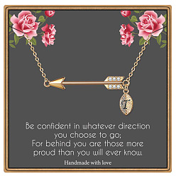 Letter T Латунные микропаве прозрачные кубические цирконии стрела с подвеской в виде буквы, золотые, Письмо T, 15.75 дюйм (40 см)