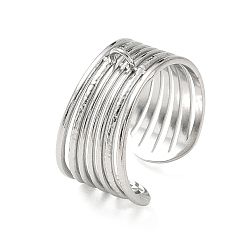 Stainless Steel Color 304 Stainless Steel Cuff Open Ring Setting, with Loop, Stainless Steel Color, 12mm, Hole: 2.5mm, 18mm