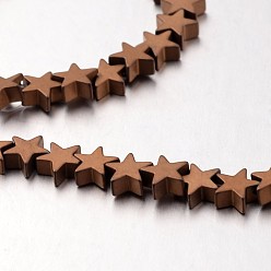 с Покрытием Меди Гальванизировать немагнитных синтетический гематит нитей бисера, матовые, звезда, с медным покрытием, 6x6x3 мм, отверстие : 1 мм, около 82 шт / нитка, 15.7 дюйм