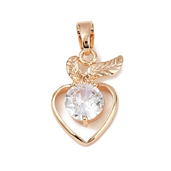 Прозрачный Латунные микро проложить кубического циркония подвески, клубника прелести, долговечный, без свинца и без кадмия, прозрачные, 19x14.5x4.5 мм, отверстие : 5x3 мм