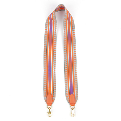 Темно-Оранжевый Регулируемый широкий плечевой ремень из хлопкового жаккарда в этническом стиле, с поворотными застежками, для аксессуаров для замены сумок, золотой свет, темно-оранжевый, 91x5x2.2 см