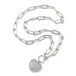 Платина Ожерелье с кулоном из кубического циркония, сердце, платина, 20.87 дюйм (53 см), Кулон : 23x22x9 мм
