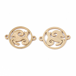 Capricorn 201 Stainless Steel Links connectors, Constellations, Flat Round, Golden, Capricorn, 21x16x1mm, Hole: 1.4mm