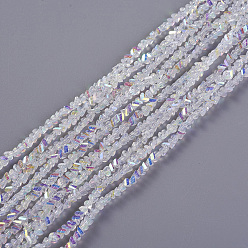 Clear AB Electroplate Glass Beads Strands, AB Color Plated, Triangle, Clear AB, 2.2~3x3~4.7x2~3mm, Hole: 0.7mm, about 171~181pcs/strand, 12.4 inch~14.84 inch(31.5~37.7cm)
