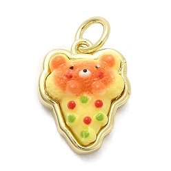 Ice Cream Латунные подвески, с прыгающим кольцом и смолой, без кадмия и без свинца, стойки покрытие, долговечный, реальный 18 k позолоченный, мороженое, 14x11x6.5 мм, отверстие : 3.4 мм