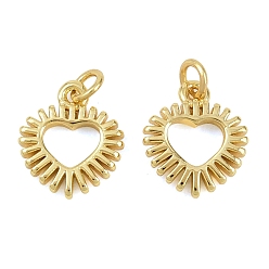 Настоящее золото 18K Латунные подвески, сердце прелести, с целью перехода в кольце, реальный 18 k позолоченный, 11.5x10x2 мм, отверстие : 2.5 мм