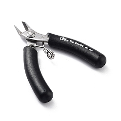 Black Stainless Steel Jewelry Pliers, Flat Nose Plier, with Plastic Handle & Jaw Cover, Black, 8.6x7.65x1.2cm