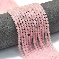 Розовый Кварц Природного розового кварца нитей бисера, энергетическая призматическая огранка с двойными концами бусины, граненые двухконусные, 4x4.5 мм, отверстие : 0.4 мм, около 83 шт / нитка, 14.96'' (38 см)