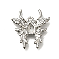 Нержавеющая Сталь Цвет 304 оправа кабошон нержавеющая под эмаль, бабочка, цвет нержавеющей стали, 24x23x3 мм, отверстие : 2 мм