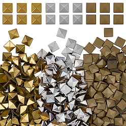 Mixed Color 500Pcs 3 Colors Brass Hotfix Iron On Rivets, Flat Back Pyramid Studs, Flatback Glue on Studs, Mixed Color, 6x6x2.3mm