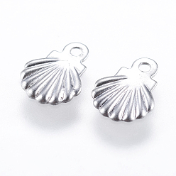 Нержавеющая Сталь Цвет Не тускнеющие 316 подвески из хирургической нержавеющей стали, оболочка, цвет нержавеющей стали, 7.5x6x0.6 мм, отверстие : 0.5 мм